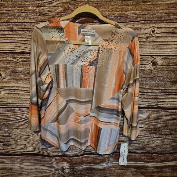 Alfred Dunner top long sleeve Women's PS Stonehenge multicolored NWT - Picture 1 of 8